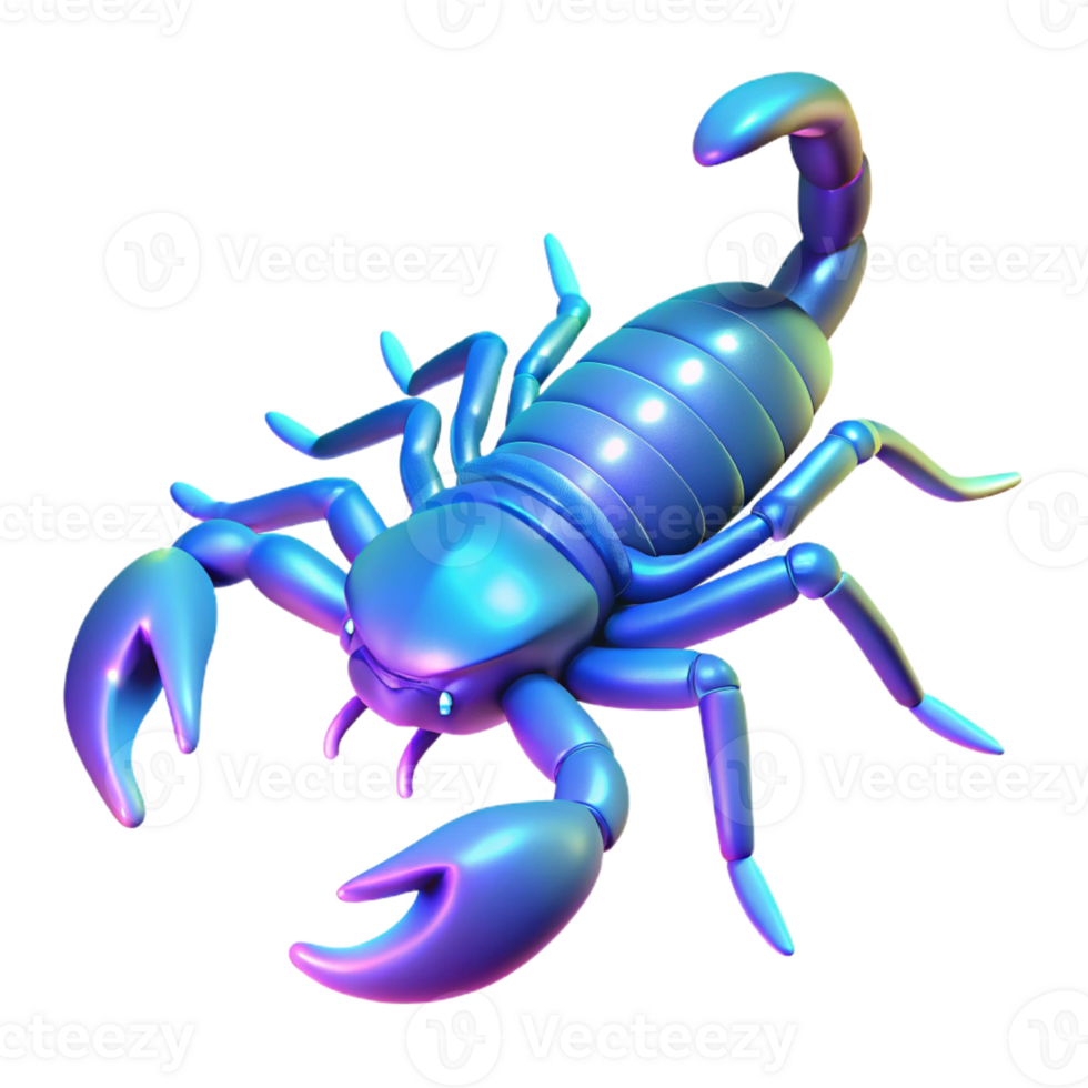 wonderful traditional A scorpion glowing under UV light, desert setting, dark background, macro photography style professional png
