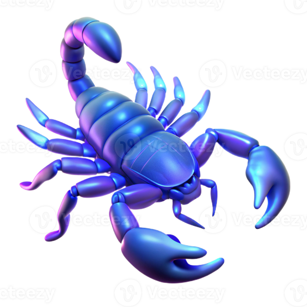 dramatic traditional A scorpion glowing under UV light, desert setting, dark background, macro photography style high quality png