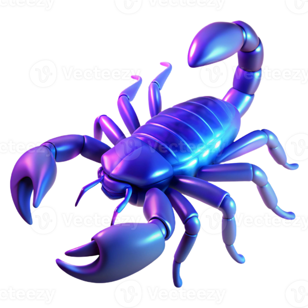 impressive artistic A scorpion glowing under UV light, desert setting, dark background, macro photography style 4K png
