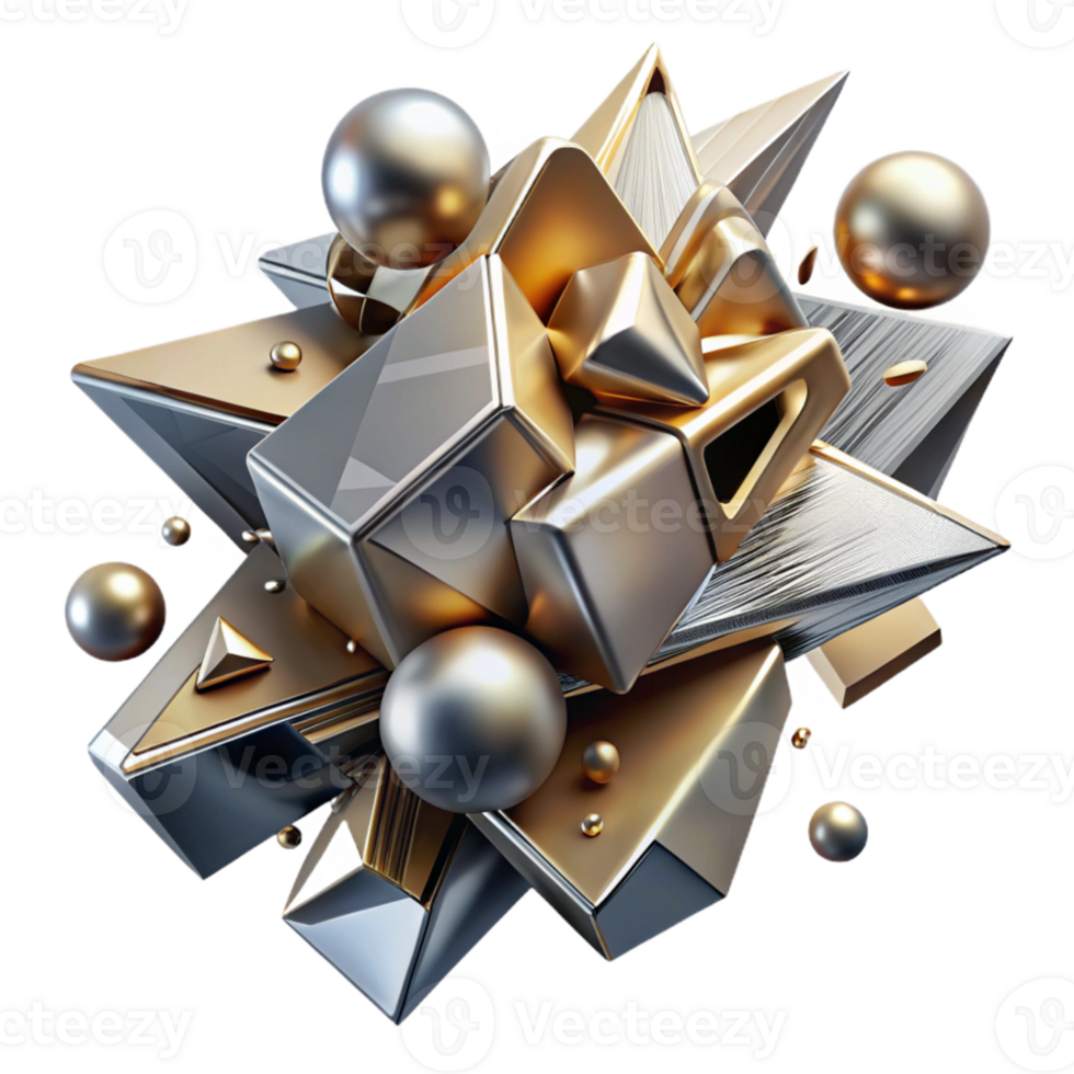 wonderful modern A dynamic composition of fragmented shapes and lines, creating a sense of movement and energy, with a metallic texture. Futurism style with a motion blur effect original png