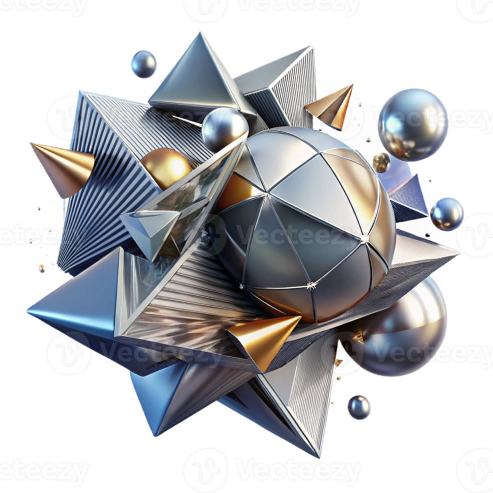 stunning classic A dynamic composition of fragmented shapes and lines, creating a sense of movement and energy, with a metallic texture. Futurism style with a motion blur effect original png