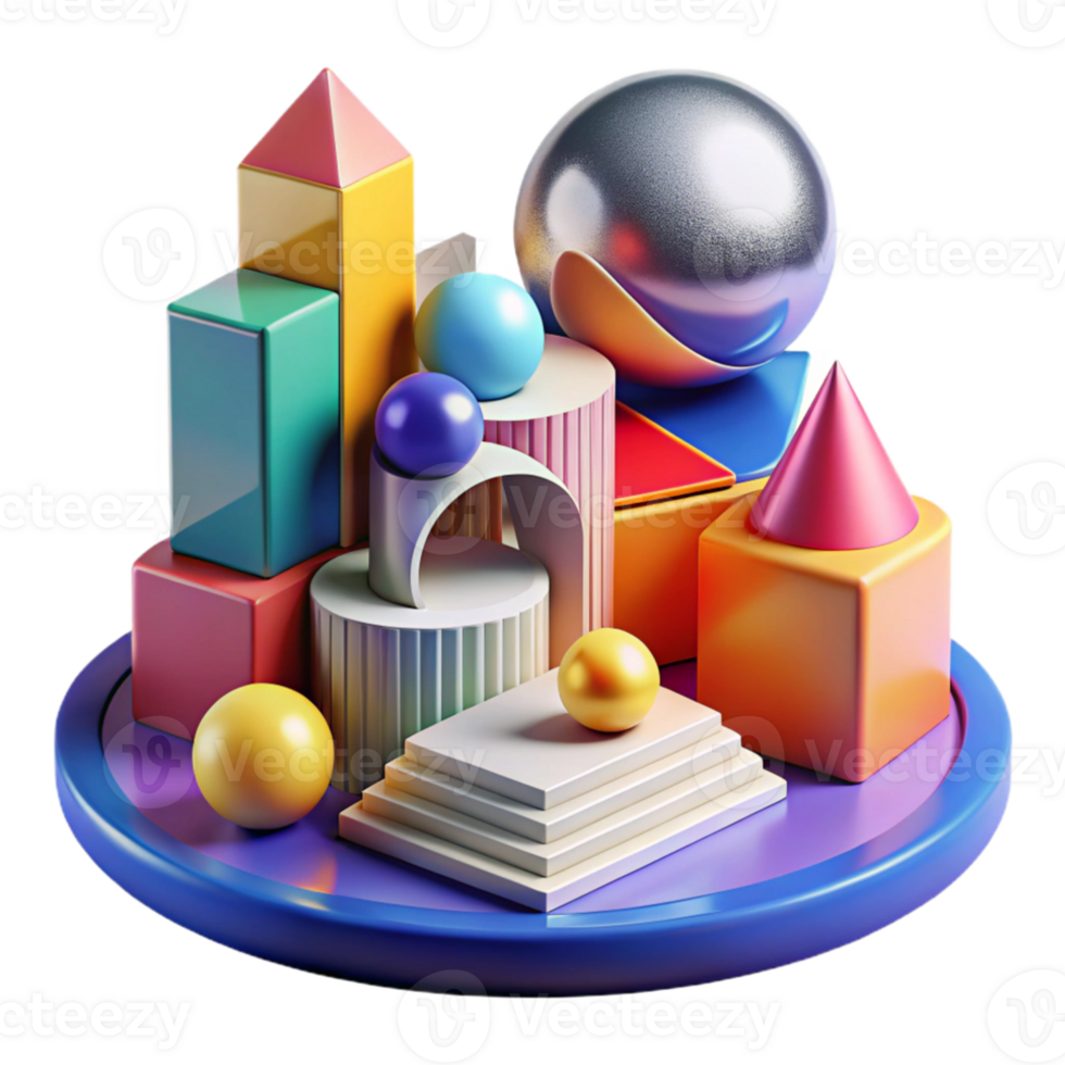 extraordinary minimalist A dynamic interplay of light and color, creating an abstract landscape of geometric forms. Bauhaus style with a vibrant color palette premium png