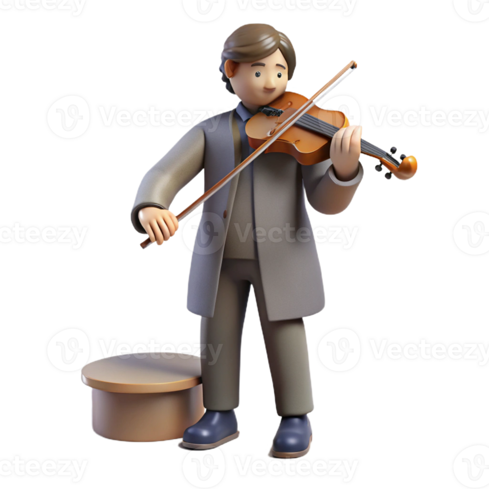 beautiful artistic A lone figure plays a melancholic tune on a salvaged violin amidst the ruins of a concert hall, somber, realistic, soft lighting authentic png