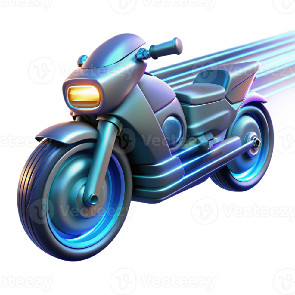 impressive minimalist A futuristic motorcycle speeds through a desolate cityscape, leaving trails of light, cyberpunk, dynamic, neon lighting professional png