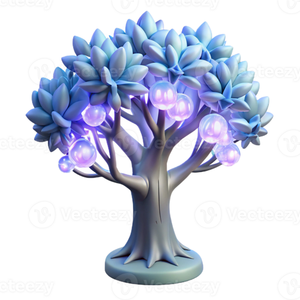 extraordinary minimalist A mutated tree with crystalline leaves glows in the moonlight, ethereal, surreal, soft lighting professional png