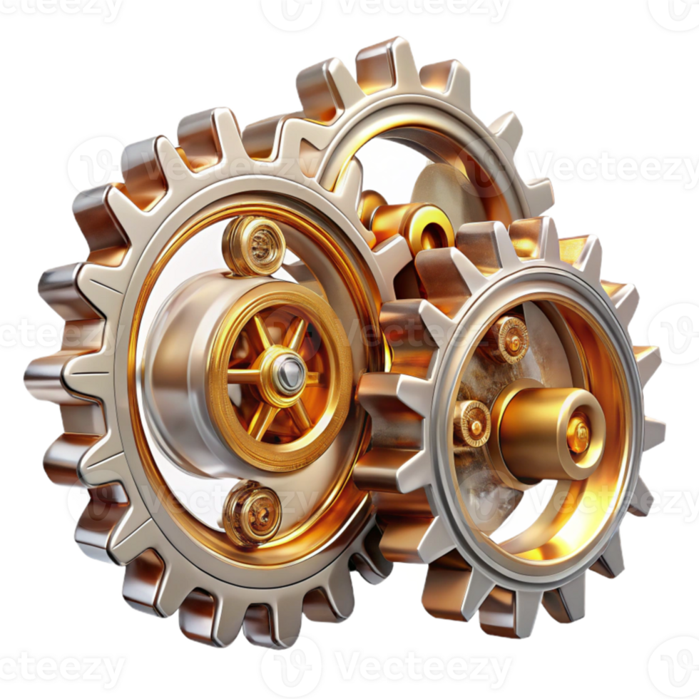 wonderful classic Steampunk gears interconnected, intricate clockwork mechanism, metallic reflections, studio lighting premium png