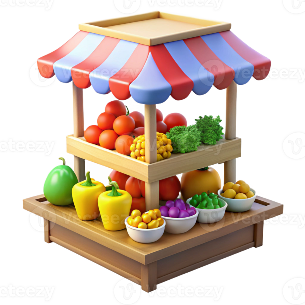 extraordinary rustic A crowded market stall selling exotic fruits and vegetables in a vibrant, multicultural neighborhood, midday, bright lighting, vibrant style genuine png