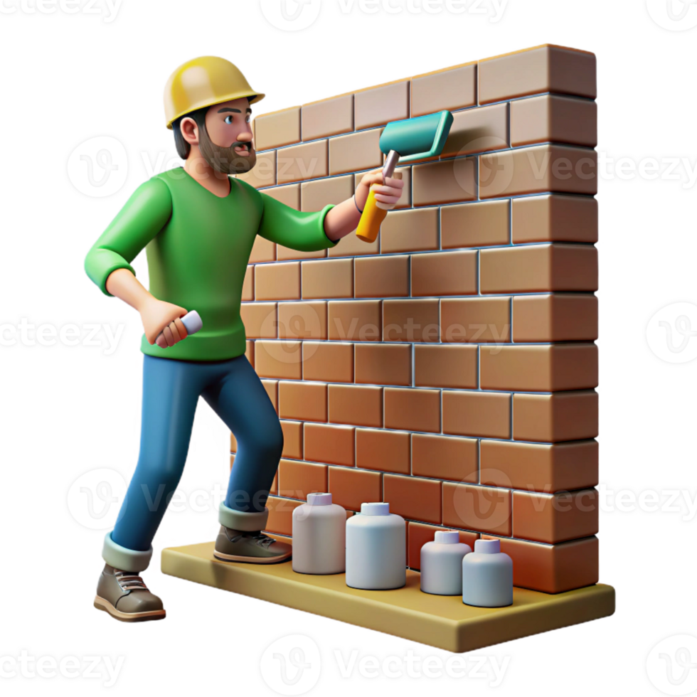 serene classic A street artist creating a mural on a brick wall, midday, bright lighting, urban art style original png