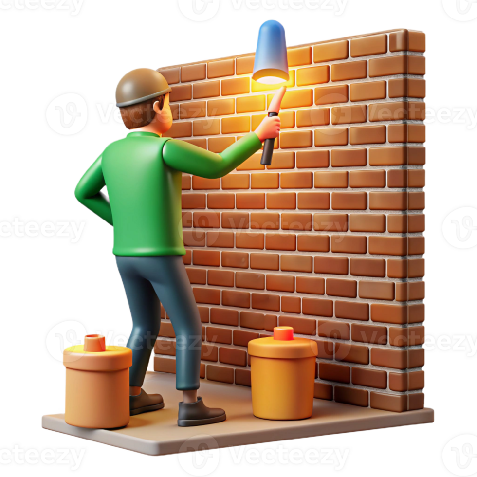 elegant minimalist A street artist creating a mural on a brick wall, midday, bright lighting, urban art style genuine png
