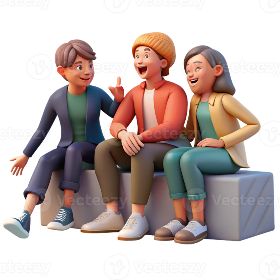 beautiful abstract A group of friends sitting on a stoop, laughing and talking, evening, warm lighting, slice-of-life style genuine png