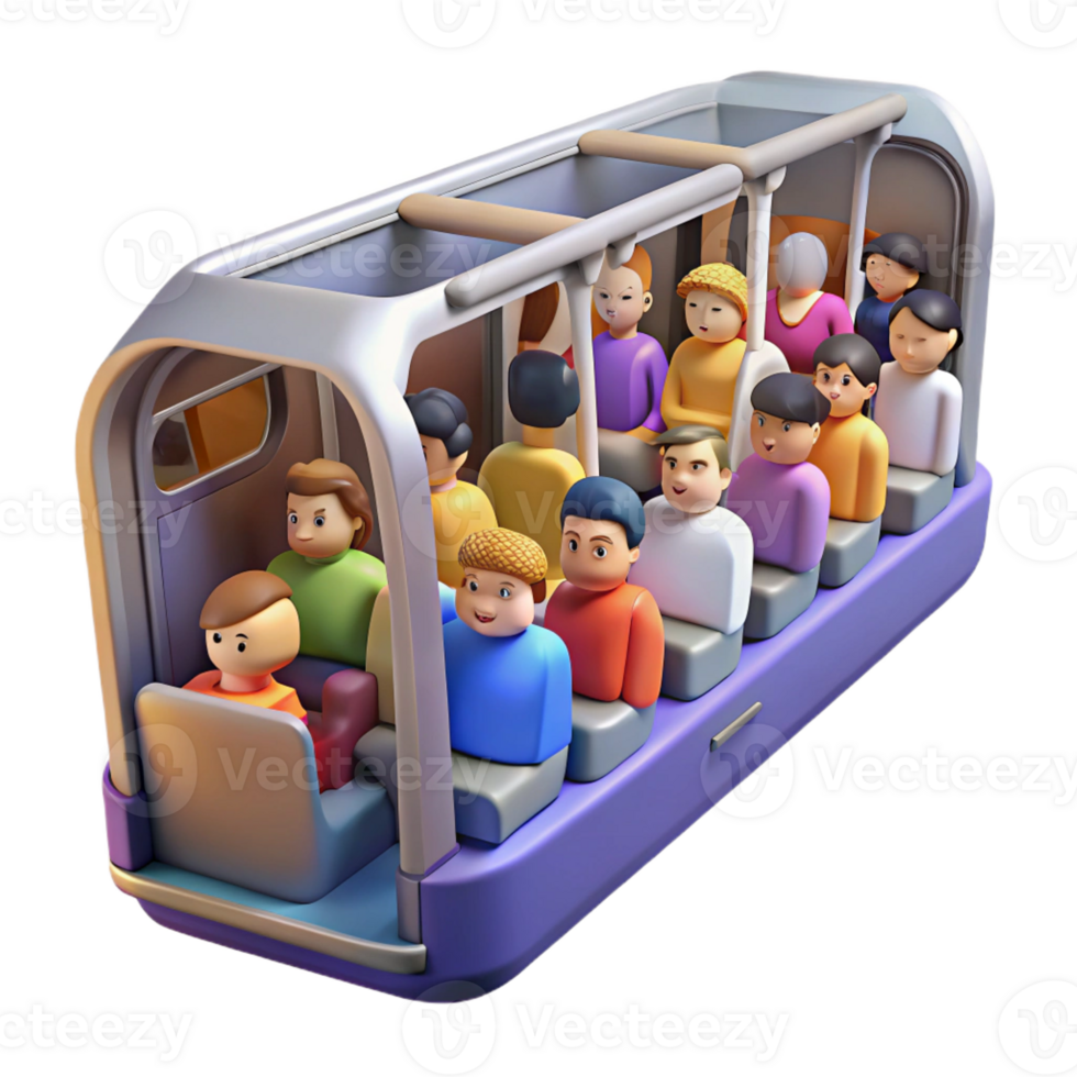 dramatic traditional A crowded subway car with diverse passengers, rush hour, fluorescent lighting, urban transit style high resolution png