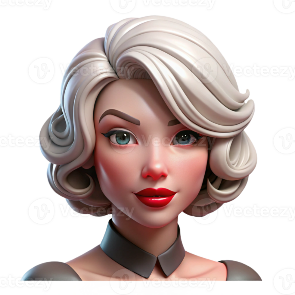 serene abstract Portrait of a glamorous woman with platinum blonde hair and ruby red lips, Hollywood glamour lighting, Art Deco style authentic png