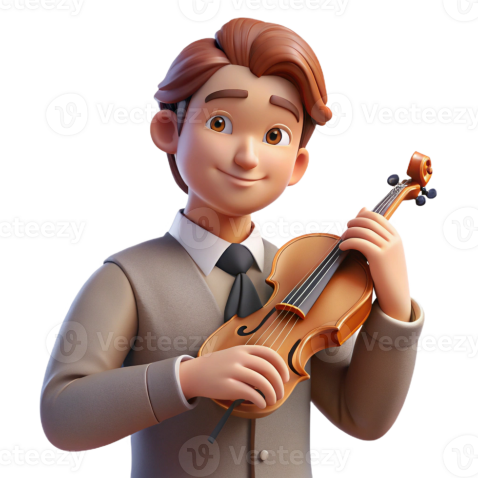 dramatic traditional Portrait of a thoughtful musician holding a violin, soft, diffused lighting, Romantic style high resolution png