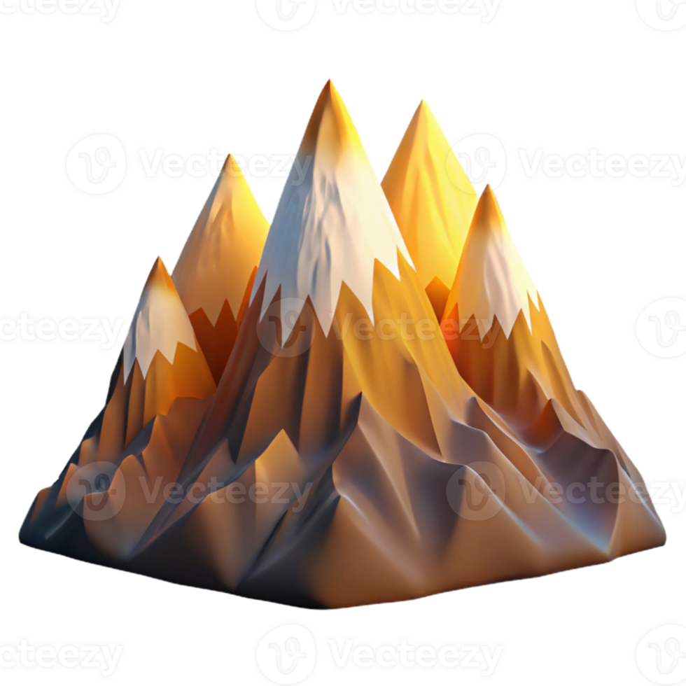 impressive contemporary Portrait of a dramatic mountain range with snow-capped peaks, golden hour lighting, landscape photography style authentic png