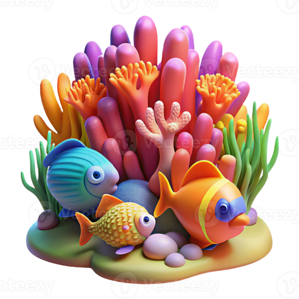 beautiful classic Portrait of a vibrant coral reef with colorful fish, underwater photography style high quality png