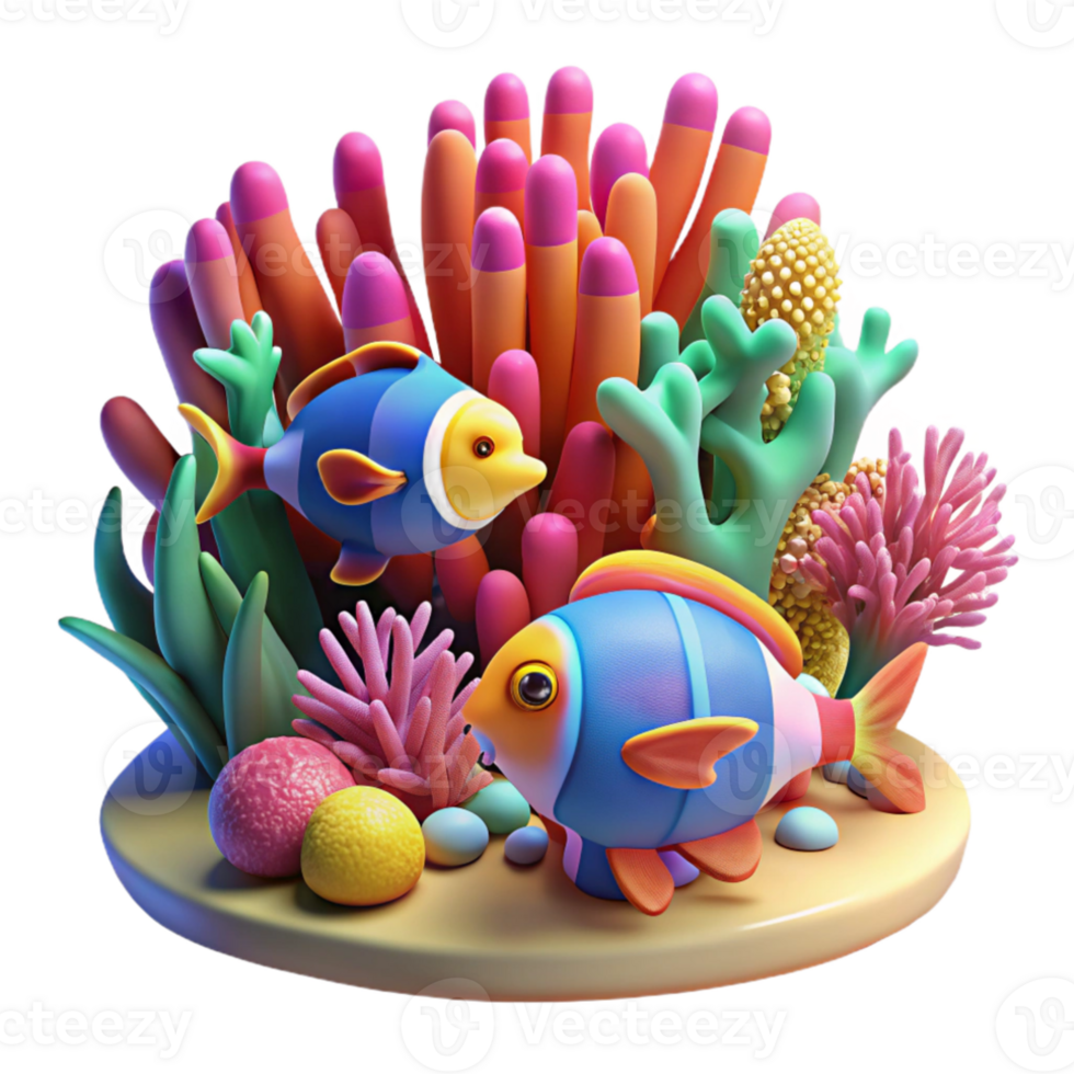 stunning contemporary Portrait of a vibrant coral reef with colorful fish, underwater photography style high resolution png