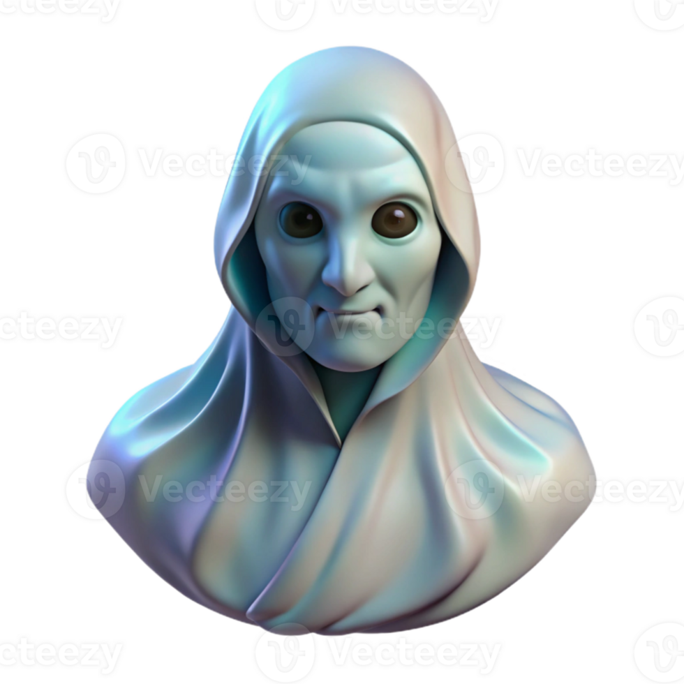 impressive traditional Portrait of an ethereal ghost with translucent skin and a haunting expression, ghostly light, horror art style detailed png
