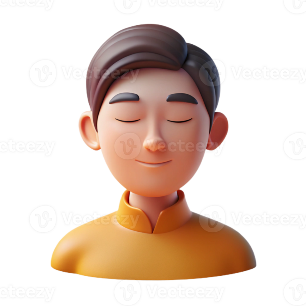 serene traditional Portrait of a person with closed eyes, conveying a sense of peace and tranquility, lit by soft, diffused light, in a minimalist style high quality png