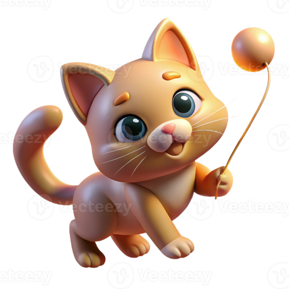 elegant vintage A playful kitten batting at a string, illuminated by warm indoor lighting, in a cute, cartoon style detailed png