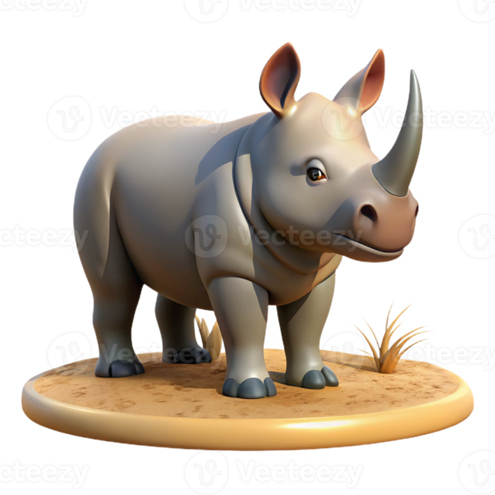 beautiful minimalist A stoic rhinoceros standing in the dry savanna, lit by harsh midday sun, in a realistic style premium png