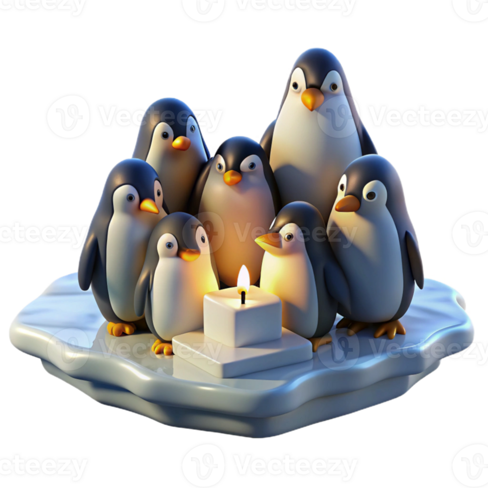 wonderful rustic A colony of penguins huddled together on an icy shore, lit by the cold light of the Antarctic sun, in a photographic style exclusive png