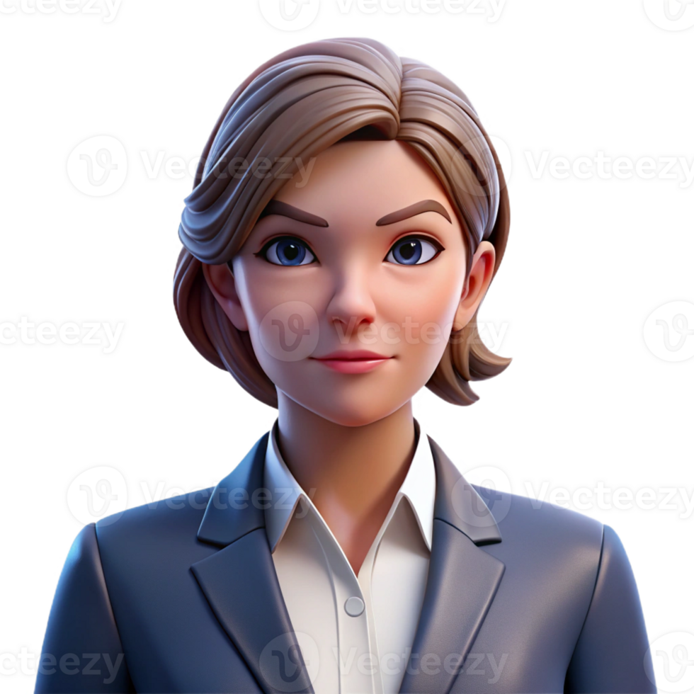 vibrant traditional Portrait of a confident businesswoman with sharp features, a tailored suit, and a determined expression, lit by studio lighting, in a corporate photography style 4K png