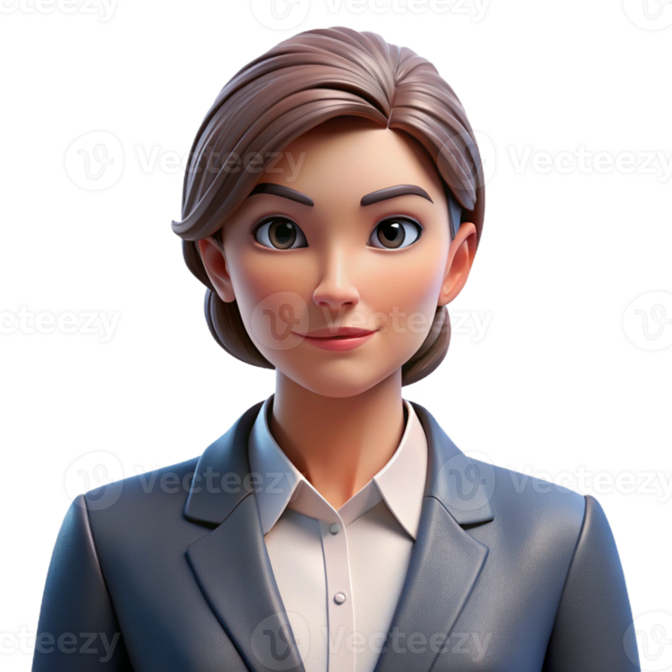 vibrant traditional Portrait of a confident businesswoman with sharp features, a tailored suit, and a determined expression, lit by studio lighting, in a corporate photography style original png