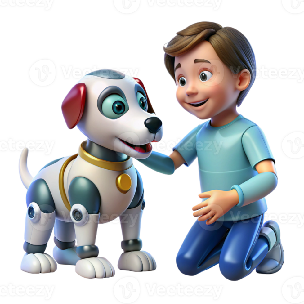impressive abstract A robotic dog interacting with a child, playful scene, soft lighting, family-friendly technology theme 4K png