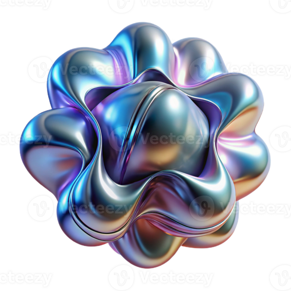 magnificent classic A morphing, amorphous blob of vibrant liquid metal, reflecting distorted fractal patterns, in an abstract art style, genuine png