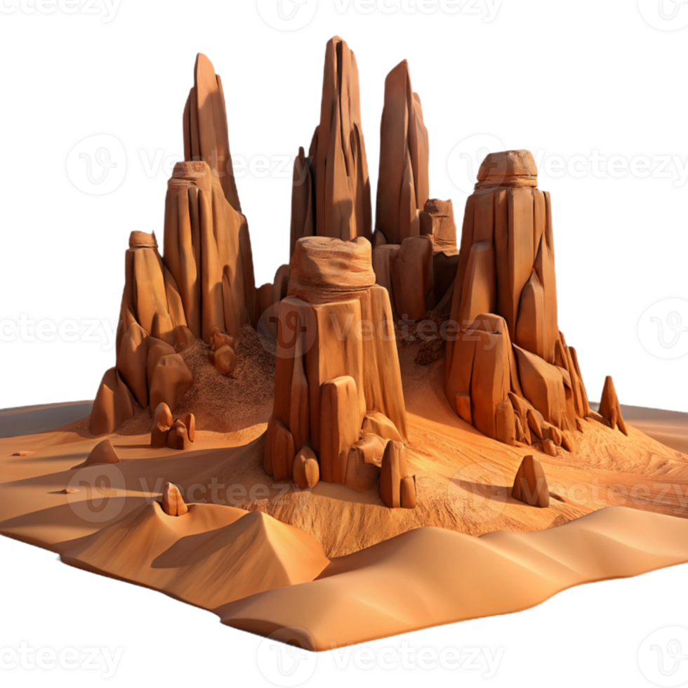wonderful artistic A desert landscape with towering rock formations, dramatic lighting, desolate, awe-inspiring authentic png