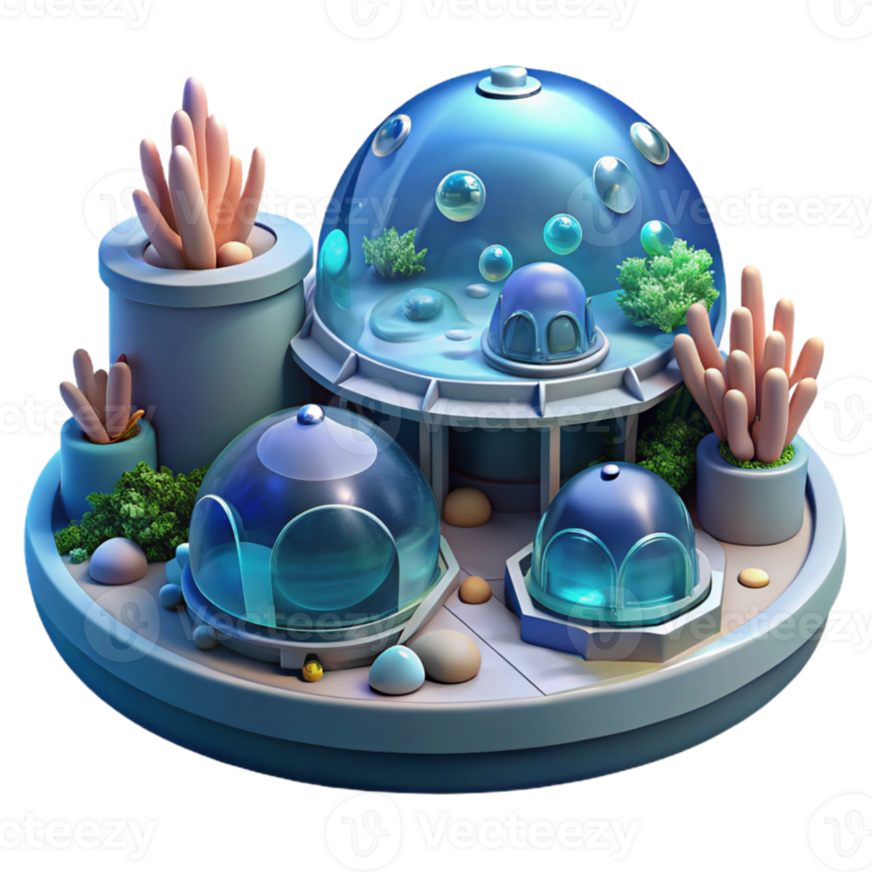 elegant classic Underwater research facility, transparent domes, bioluminescent coral reefs, deep sea lighting, cinematic render premium png