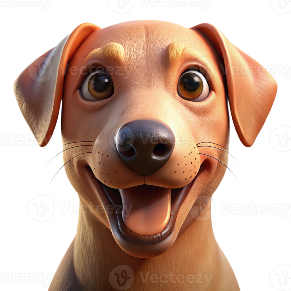 serene modern Portrait of a loyal dog with floppy ears, a wet nose, and a happy expression, lit by warm sunlight, in a photographic style high quality png