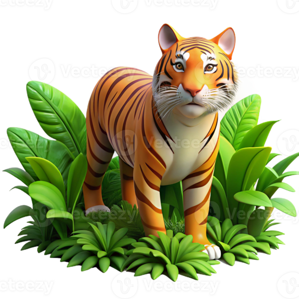 magnificent abstract A powerful tiger stalking through dense jungle foliage, lit by dappled sunlight, in a realistic style 4K png