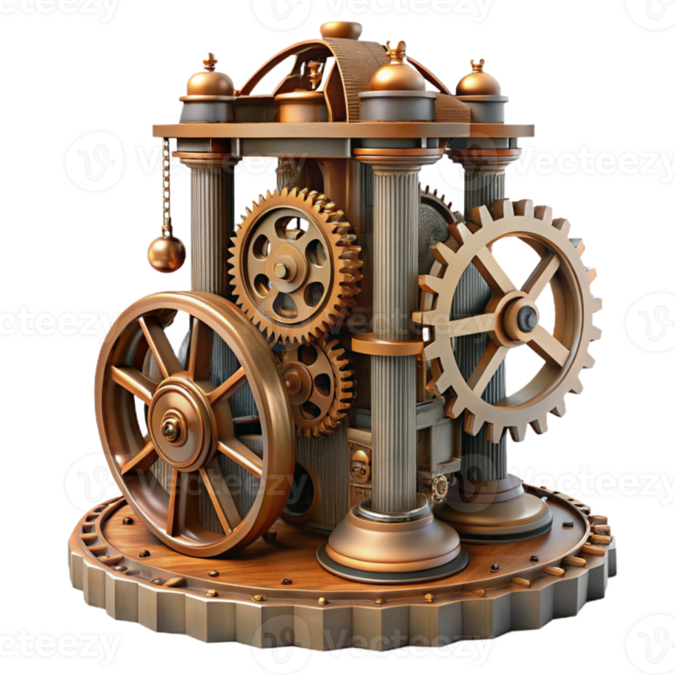 impressive modern Deconstructed clock tower, gears and cogs exposed, steampunk style, rust and decay, intricate detail, authentic png