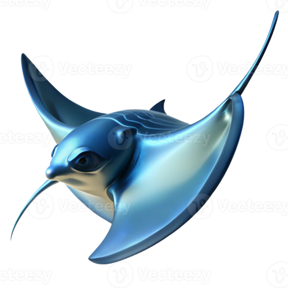 impressive classic A graceful manta ray gliding through the ocean, illuminated by underwater sunlight, in a dynamic, realistic style authentic png