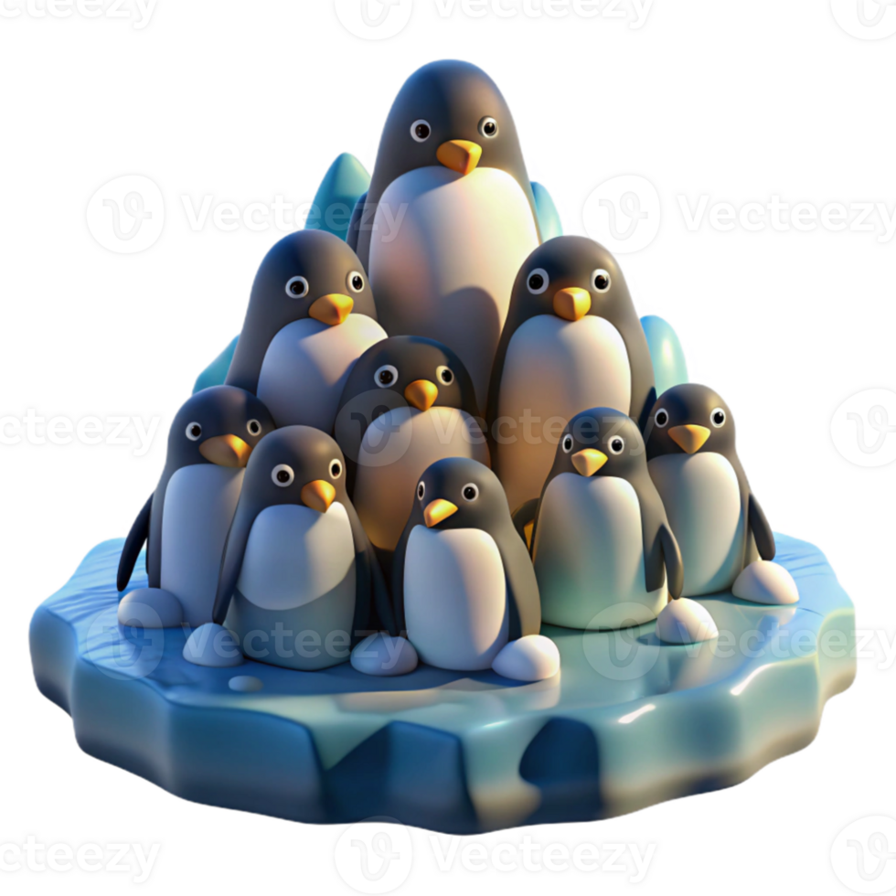 wonderful classic A colony of penguins huddled together on an icy shore, lit by the cold light of the Antarctic sun, in a photographic style genuine png