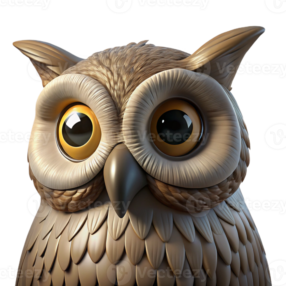 wonderful contemporary Portrait of a wise owl with large eyes, intricate feathers, and a contemplative expression, lit by moonlight, in a nature photography style original png