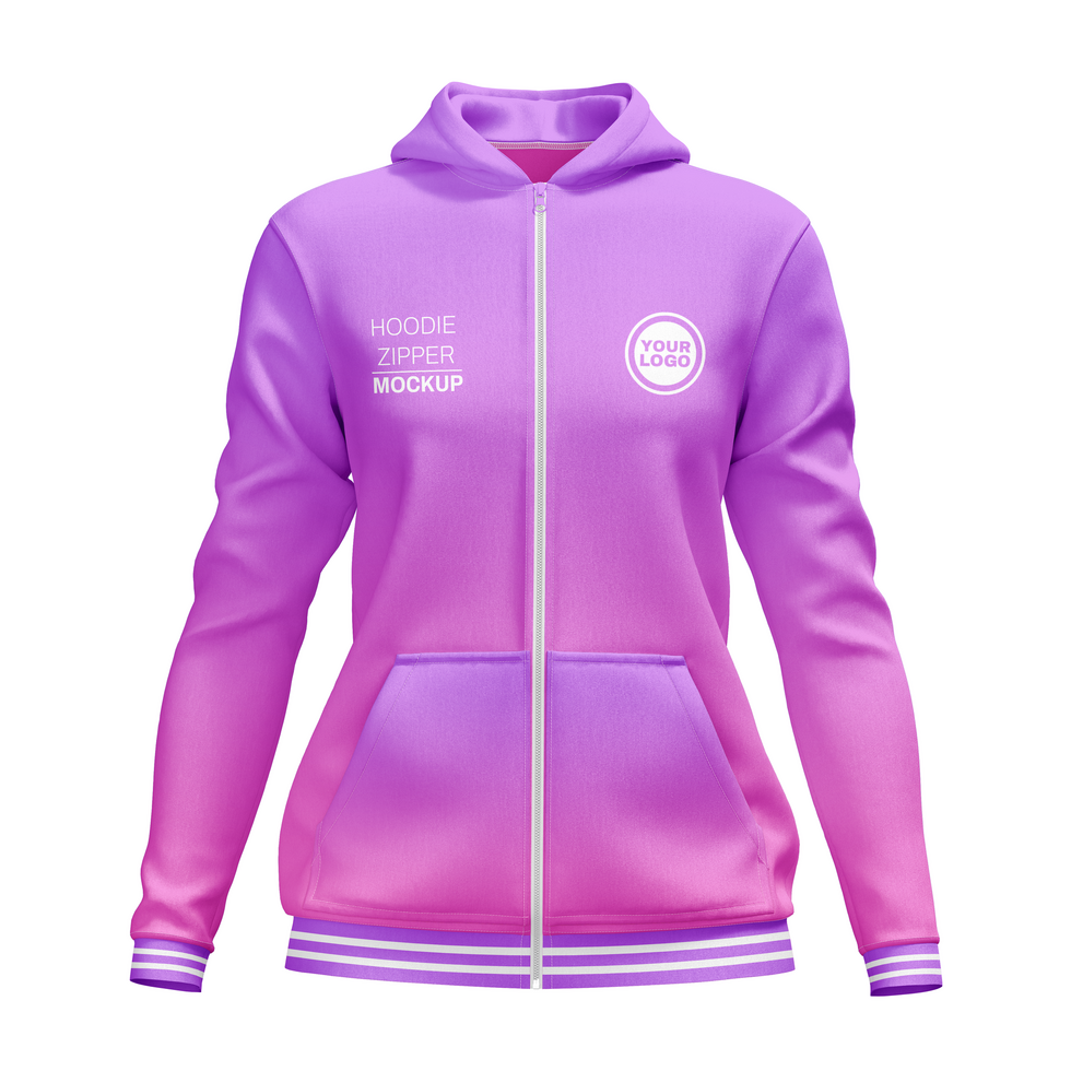 Womens zipper hoodie with pocket sports jacket mockup front view psd