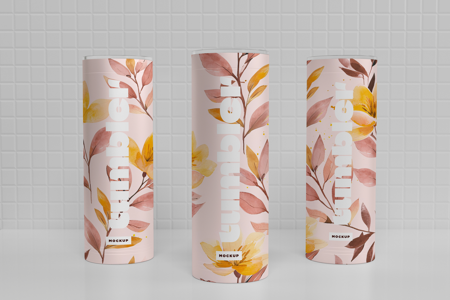 Tumbler Drinking three Jars Mockup psd