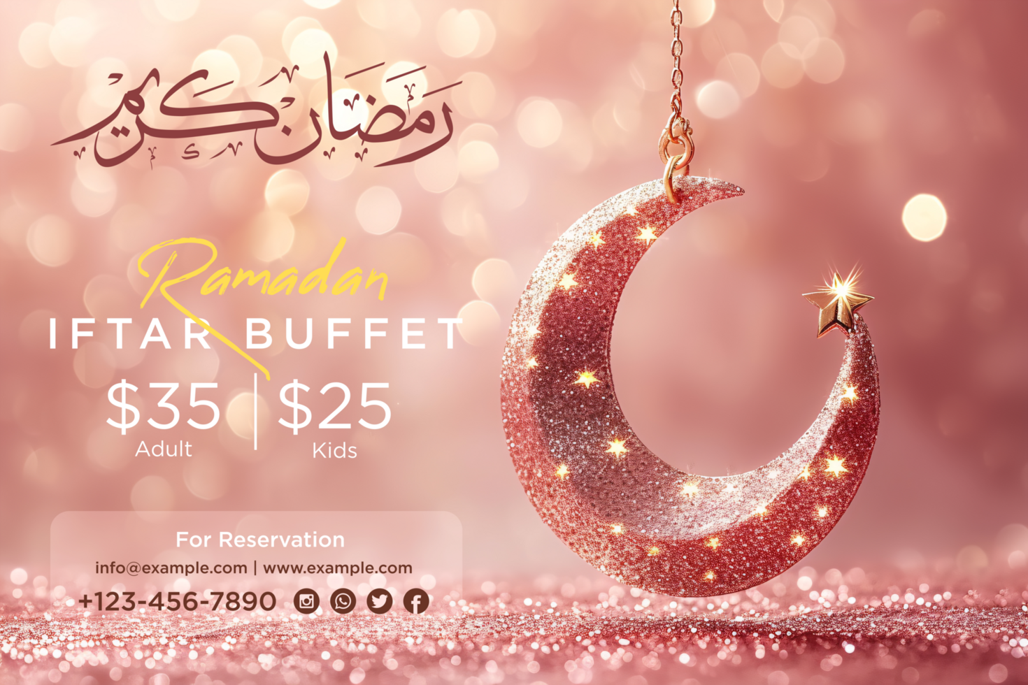 Ramadan Hanging Moon symbolizes togetherness in a beautifully designed banner psd