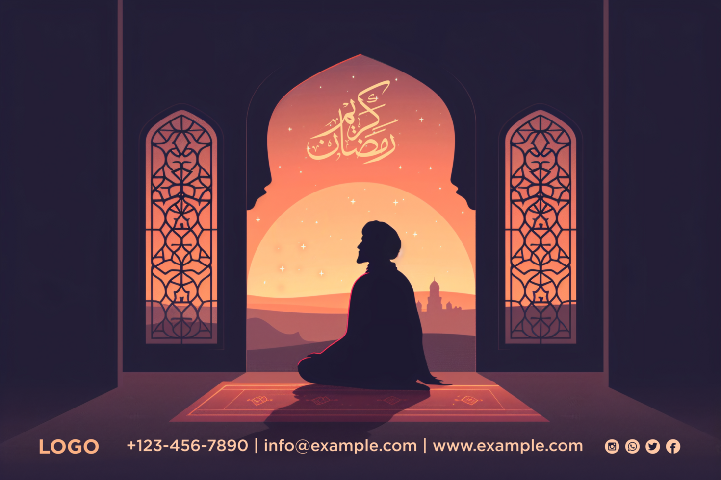 Ramadan Banner for Iftar Celebration Featuring Arabic Calligraphy and Sparkling Festive Elements psd