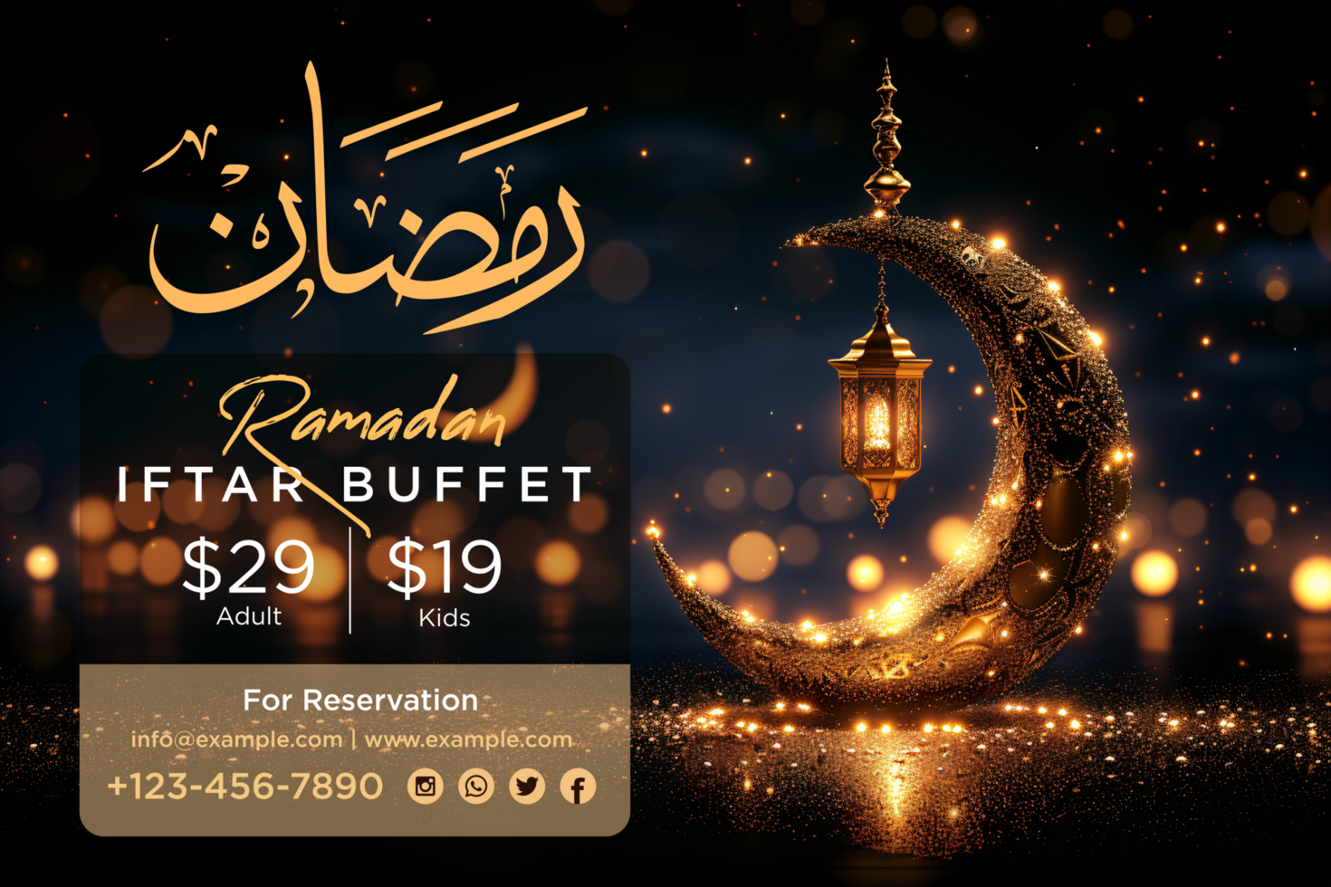 Hanging Crescent Moon and Stars Ramadan Banner to Celebrate the Holy Month with Divine Elegance psd