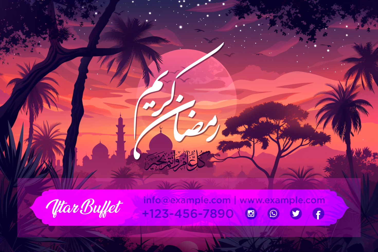 Pink Glitter Background Ramadan Iftar Buffet Banner for a Stylish and Elegant Festive Design psd