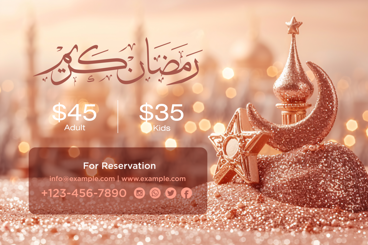 Celebrate the Spirit of Ramadan with a Stunning Iftar Buffet Banner Featuring Glitter and Stars psd