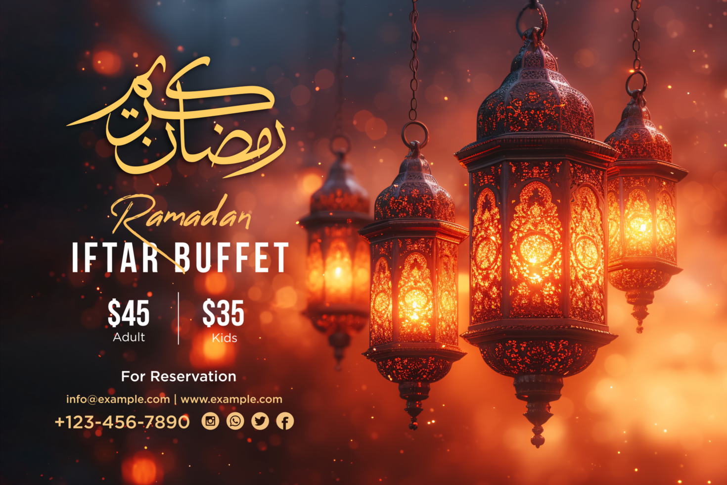 Celebrate Ramadan with a Beautiful Hanging Lanterns Banner Design psd