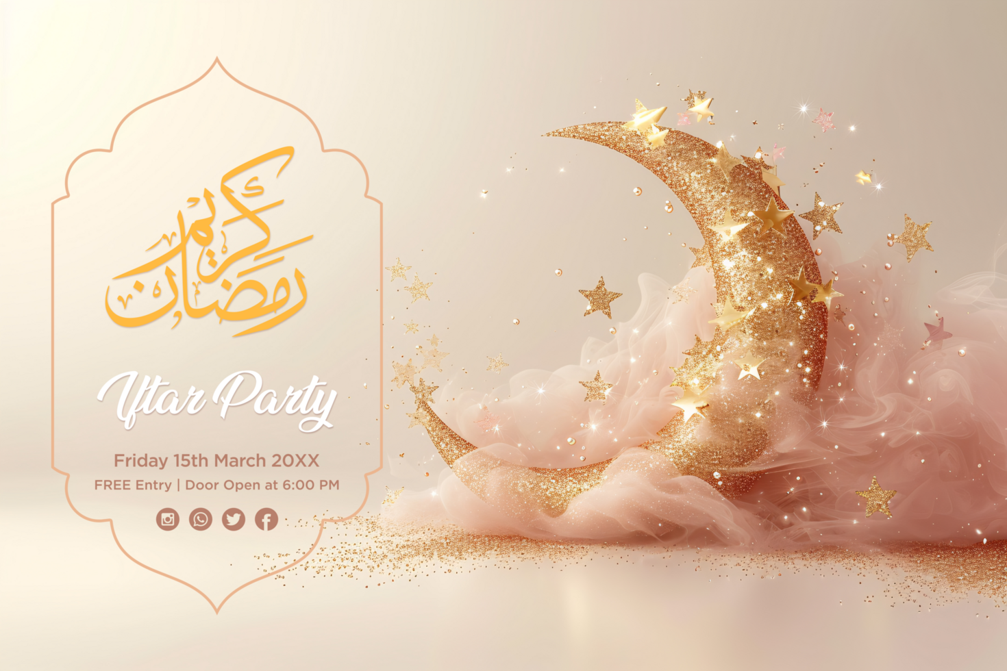 Ramadan Banner Design with Beautiful Lanterns, Twinkling Stars, and an Elegant Arabic Calligraphy Theme psd