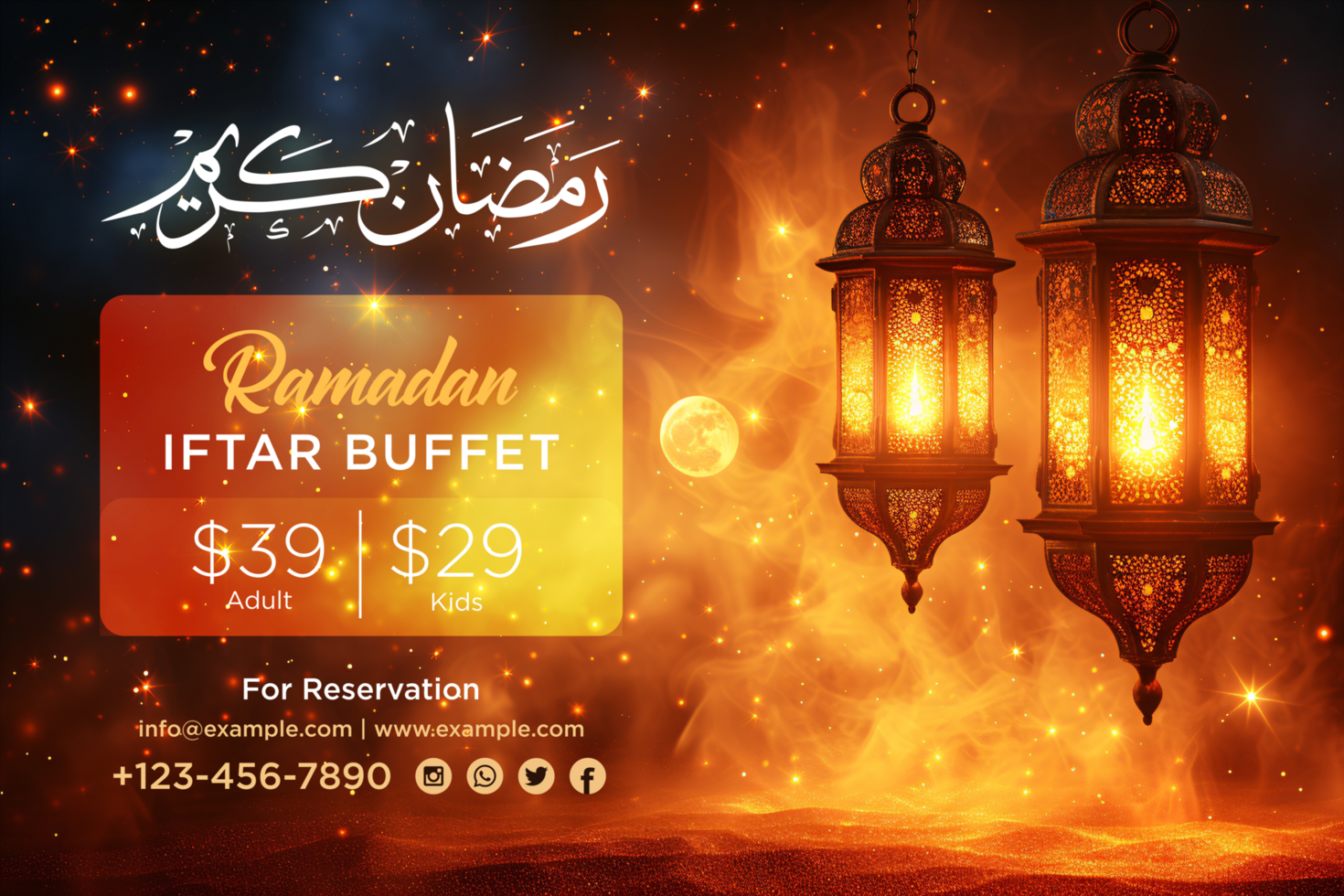 Ramadan Hanging Lanterns Banner with a Stunning for a Festive Atmosphere psd