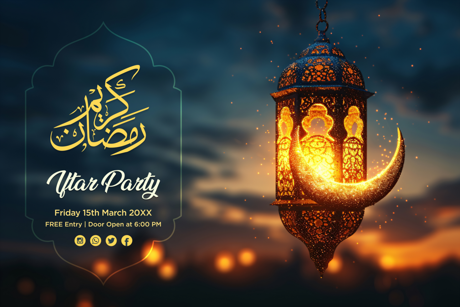 Ramadan Hanging Moon Banner Design Template to Celebrate the Spirit of Ramadan psd