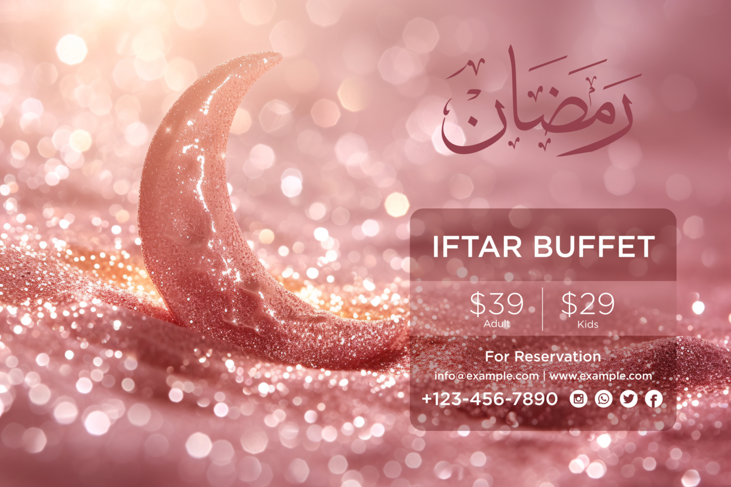 Ramadan Kareem Hanging Stars invitation featuring refined golden motifs and elegant Islamic designs psd