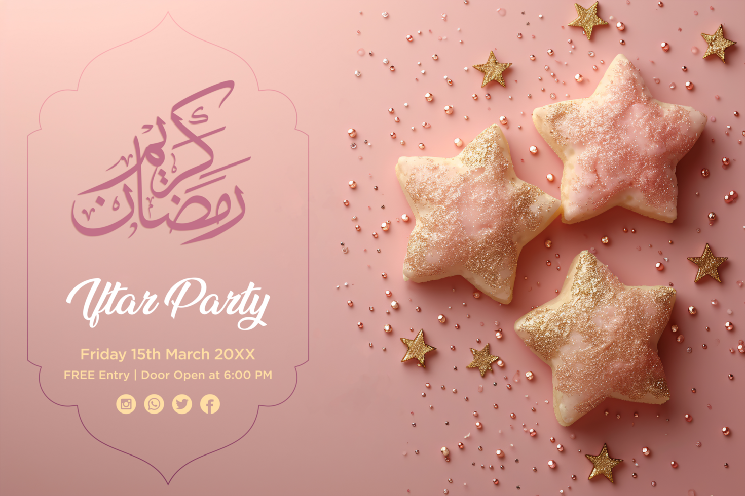 Timeless Ramadan Iftar Buffet invitation poster with a classic Middle Eastern aesthetic touch psd